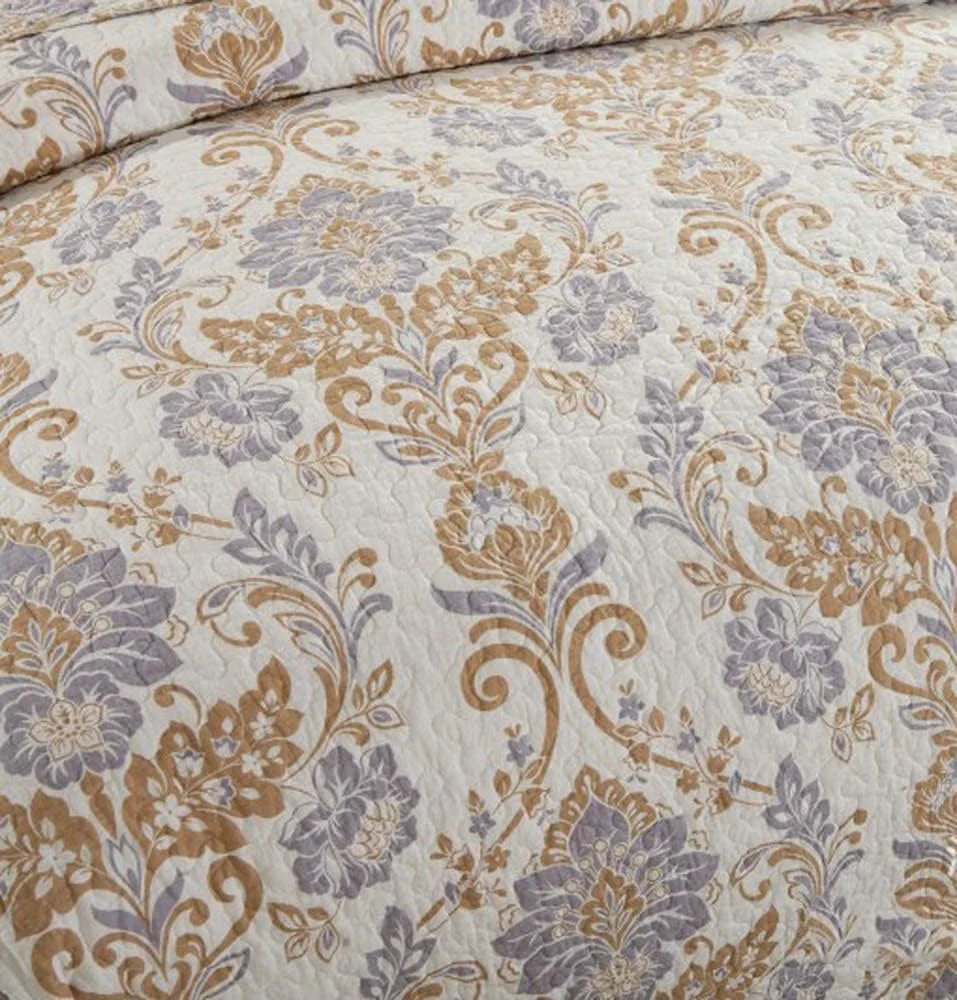 روتختی کینگ سایز، روتختی پنبه ای طرح تکه دوزی، ست روتختی لحاف و روبالشتی، V-230X250cm+50X70cm, M-king 230X250cm+50X70cm