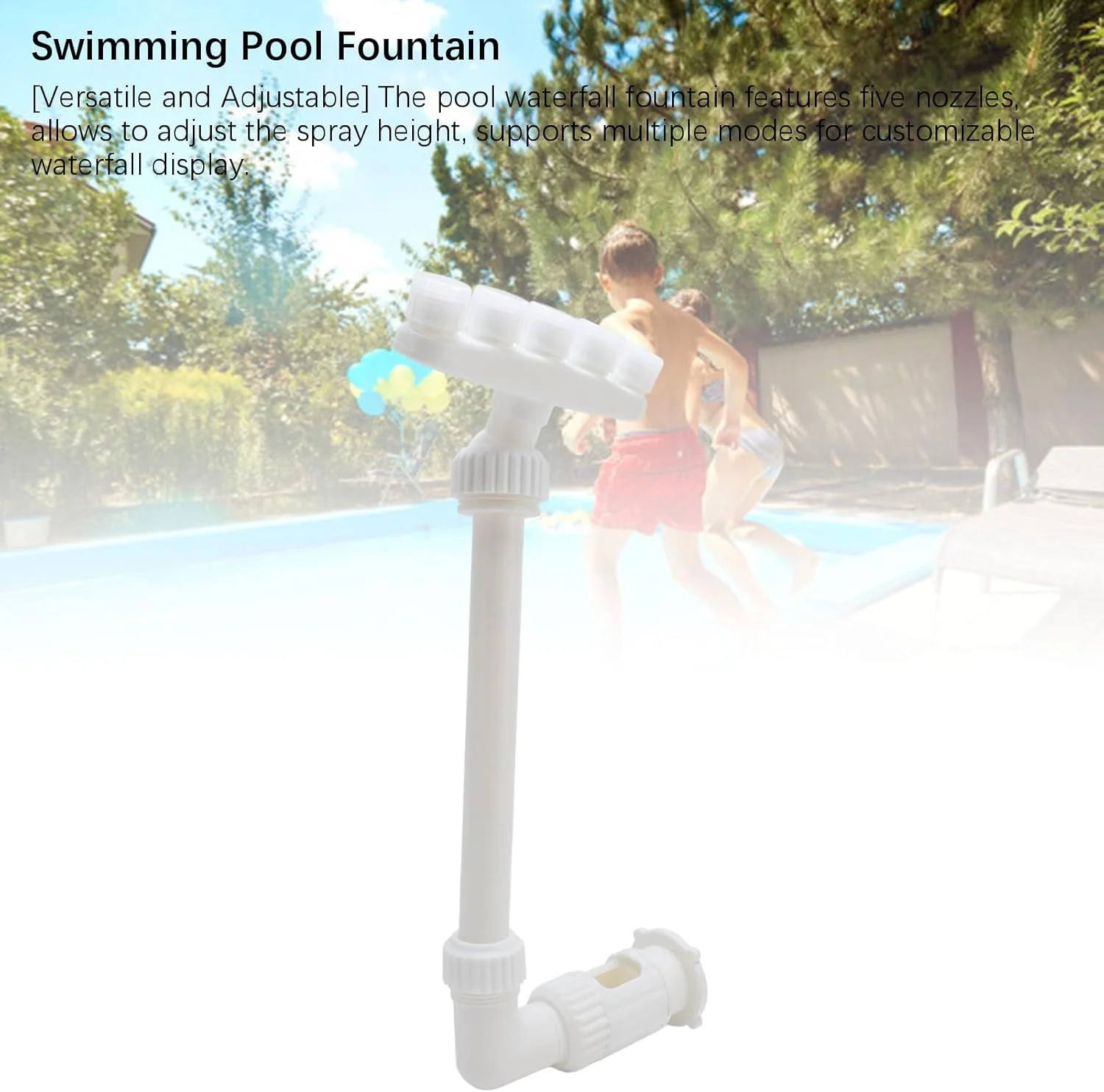 فواره استخر Sunisfa با 5 نازل ارتفاع قابل تنظیم، آبپاش آبشار استخر شنا برای حوض ماهی باغ