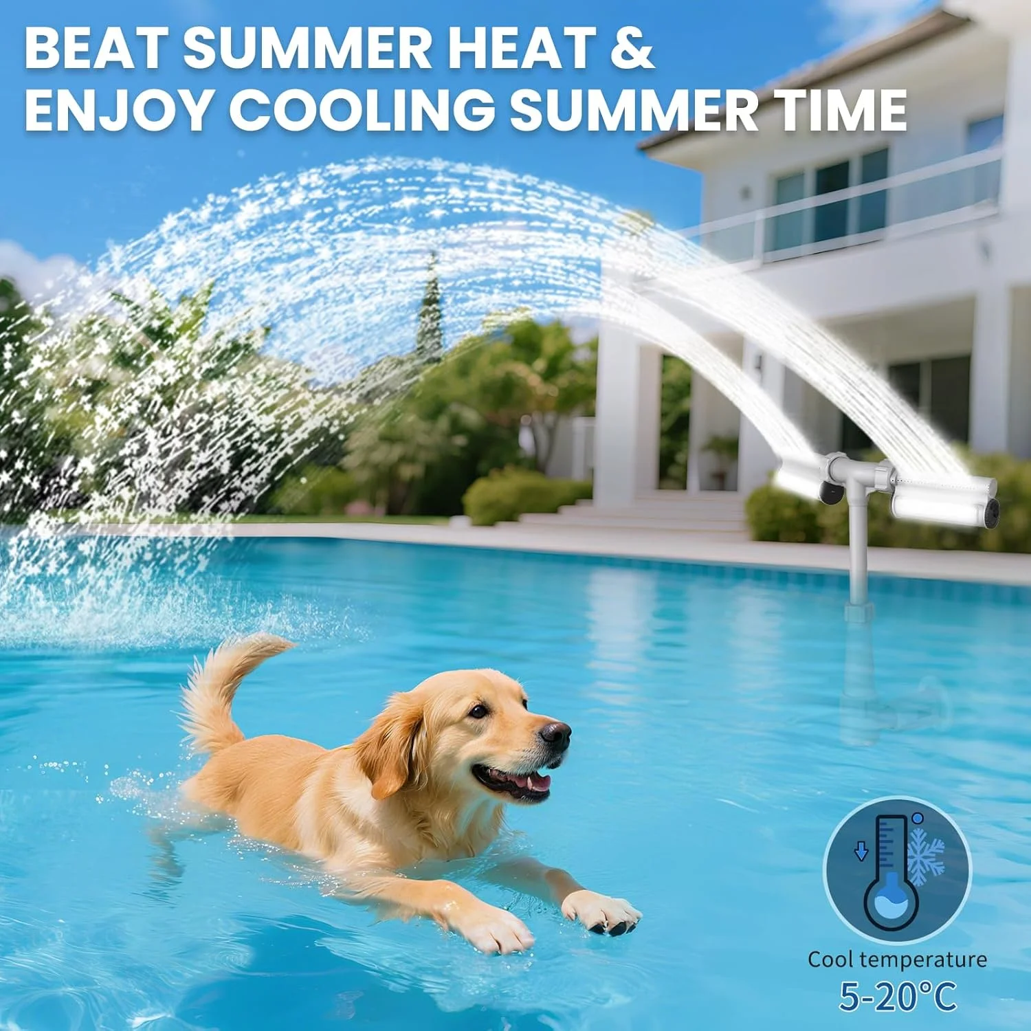 آبنمای آبشار استخر با چراغ های ال ای دی رنگارنگ - فواره استخر با قابلیت تغییر 7 رنگ برای استخرهای روکار/توکار با ریموت، آبپاش استخر با ارتفاع قابل تنظیم برای تزئین حیاط در فضای باز آبنمای آبشار استخر با چراغ های ال ای دی رنگارنگ - فواره استخر با قابلیت تغییر 7 رنگ برای استخرهای روکار/توکار با ریموت، آبپاش استخر با ارتفاع قابل تنظیم برای تزئین حیاط در فضای باز