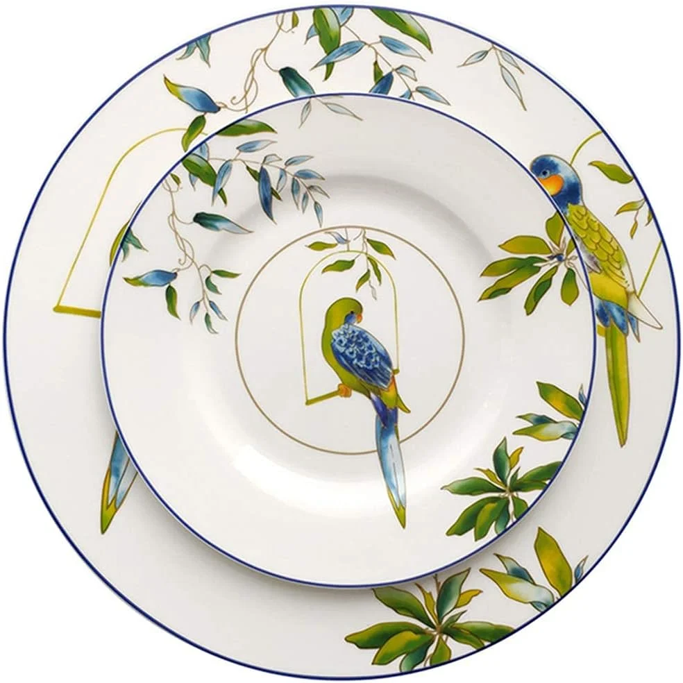 سرویس غذاخوری 48 پارچه TYLC، مجموعه ظروف چینی استخوانی با طرح طوطی، ست ظروف غذاخوری، ست بشقاب و کاسه، سرویس مهمانی خانوادگی برای 8 نفر سرویس غذاخوری 48 پارچه TYLC، مجموعه ظروف چینی استخوانی با طرح طوطی، ست ظروف غذاخوری، ست بشقاب و کاسه، سرویس مهمانی خانوادگی برای 8 نفر