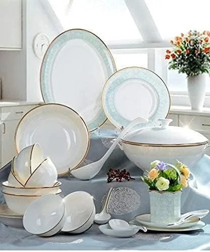 ست ظروف غذاخوری ۴۲ پارچه، ظروف چینی، بشقاب، کاسه، سرویس چینی استخوانی برای ۱۰ نفر، مقاوم در برابر شکستن و ترک خوردگی ست ظروف غذاخوری ۴۲ پارچه، ظروف چینی، بشقاب، کاسه، سرویس چینی استخوانی برای ۱۰ نفر، مقاوم در برابر شکستن و ترک خوردگی