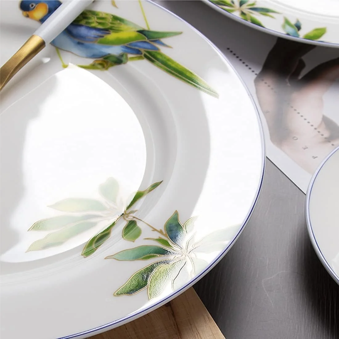 سرویس غذاخوری 48 پارچه TYLC، مجموعه ظروف چینی استخوانی با طرح طوطی، ست ظروف غذاخوری، ست بشقاب و کاسه، سرویس مهمانی خانوادگی برای 8 نفر سرویس غذاخوری 48 پارچه TYLC، مجموعه ظروف چینی استخوانی با طرح طوطی، ست ظروف غذاخوری، ست بشقاب و کاسه، سرویس مهمانی خانوادگی برای 8 نفر