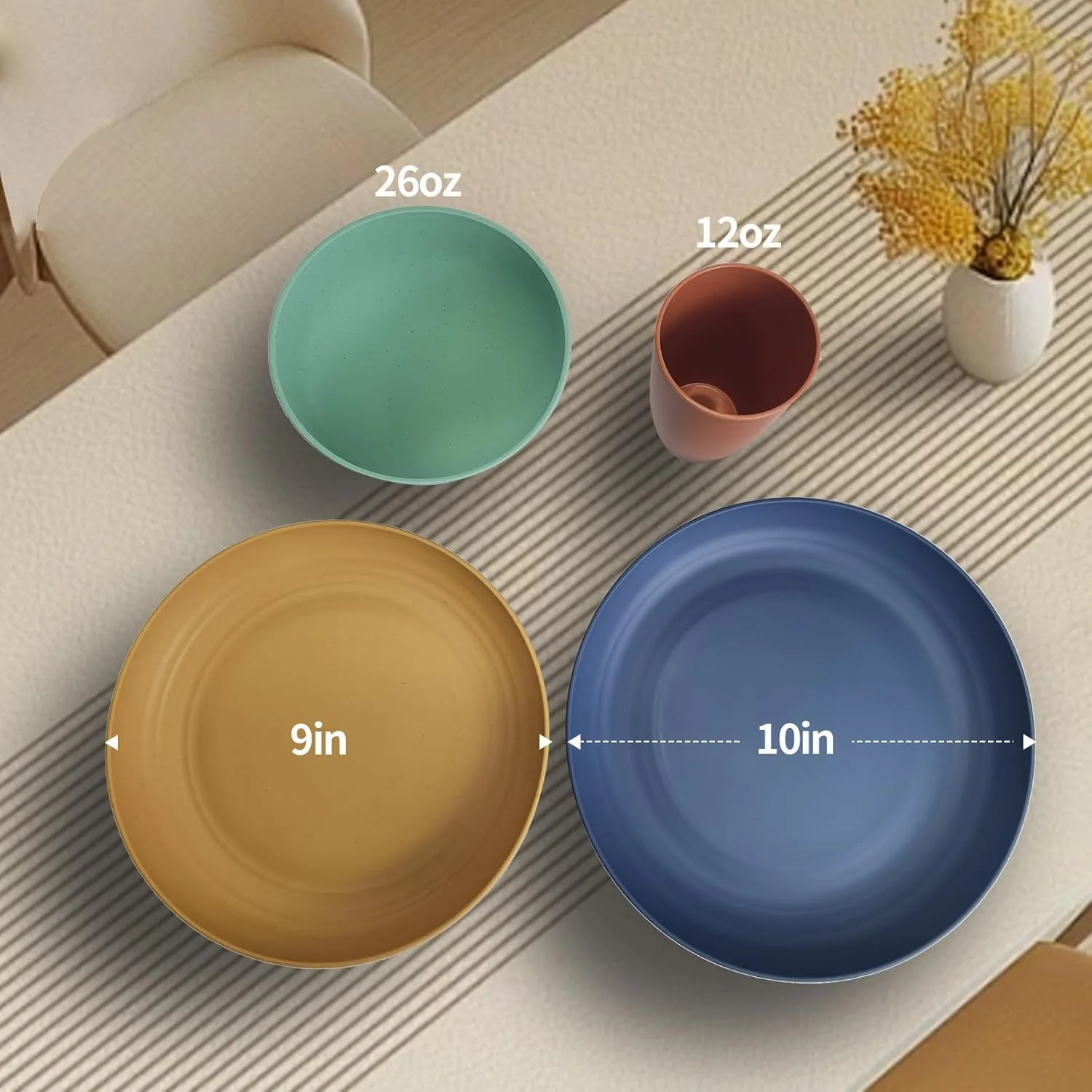 سرویس غذاخوری 32 پارچه کاه گندم - 8 عدد بشقاب 10 اینچی، 8 عدد بشقاب 9 اینچی، 8 عدد کاسه 26 اونسی، 8 عدد فنجان 12 اونسی | نشکن و قابل استفاده در مایکروویو، ظروف سازگار با محیط زیست سرویس غذاخوری 32 پارچه کاه گندم - 8 عدد بشقاب 10 اینچی، 8 عدد بشقاب 9 اینچی، 8 عدد کاسه 26 اونسی، 8 عدد فنجان 12 اونسی | نشکن و قابل استفاده در مایکروویو، ظروف سازگار با محیط زیست