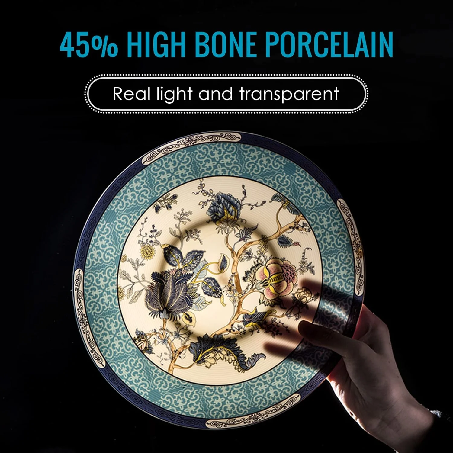 سرویس غذاخوری چینی استخوانی ACMLIFE مناسب برای 4 نفر، سرویس 12 پارچه با طرح گلدار قدیمی، ست بشقاب و کاسه آشپزخانه، هدیه کریسمس برای خانم ها (آبی) سرویس غذاخوری چینی استخوانی ACMLIFE مناسب برای 4 نفر، سرویس 12 پارچه با طرح گلدار قدیمی، ست بشقاب و کاسه آشپزخانه، هدیه کریسمس برای خانم ها (آبی)