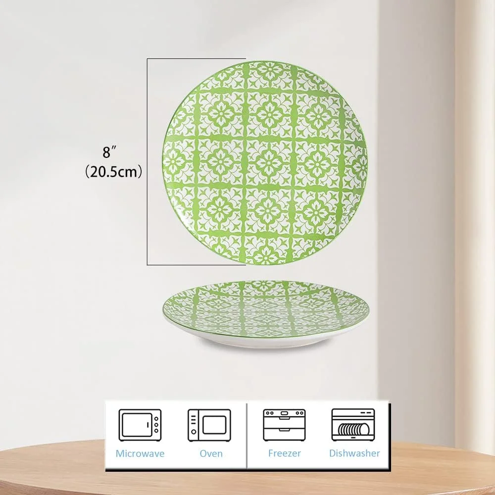 بشقاب های شام خوری AHX - بشقاب دسر چینی - ست 6 تایی بشقاب سالاد چند رنگ | میوه | پیش غذا | صبحانه - 8 اینچ بشقاب های شام خوری AHX - بشقاب دسر چینی - ست 6 تایی بشقاب سالاد چند رنگ | میوه | پیش غذا | صبحانه - 8 اینچ