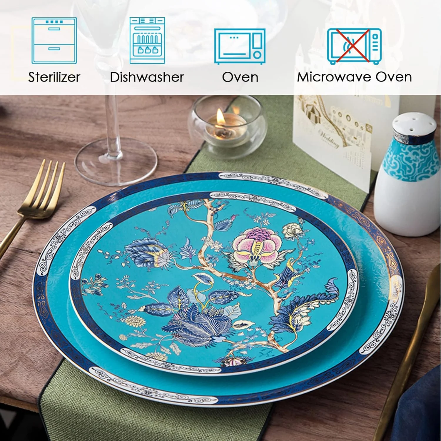 سرویس غذاخوری چینی استخوانی ACMLIFE مناسب برای 4 نفر، سرویس 12 پارچه با طرح گلدار قدیمی، ست بشقاب و کاسه آشپزخانه، هدیه کریسمس برای خانم ها (آبی) سرویس غذاخوری چینی استخوانی ACMLIFE مناسب برای 4 نفر، سرویس 12 پارچه با طرح گلدار قدیمی، ست بشقاب و کاسه آشپزخانه، هدیه کریسمس برای خانم ها (آبی)