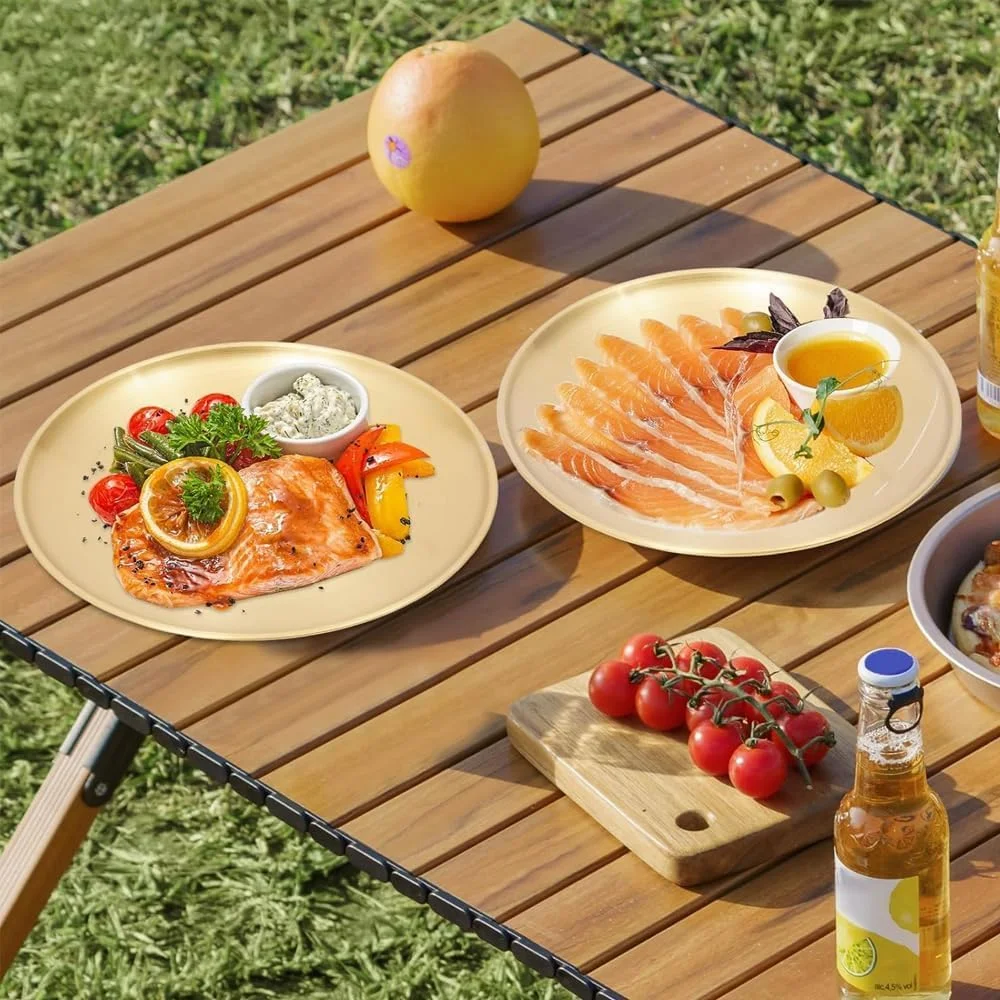 بسته 2 عددی بشقاب سالاد استیل طلایی AMERTEER - بشقاب های استیل طلایی 10 اینچی، بشقاب های گرد فلزی غذاخوری، ظروف غذاخوری طلایی قابل استفاده مجدد برای سرو، بشقاب فلزی، بشقاب تنقلات، بشقاب کمپینگ، بشقاب آجیل بسته 2 عددی بشقاب سالاد استیل طلایی AMERTEER - بشقاب های استیل طلایی 10 اینچی، بشقاب های گرد فلزی غذاخوری، ظروف غذاخوری طلایی قابل استفاده مجدد برای سرو، بشقاب فلزی، بشقاب تنقلات، بشقاب کمپینگ، بشقاب آجیل