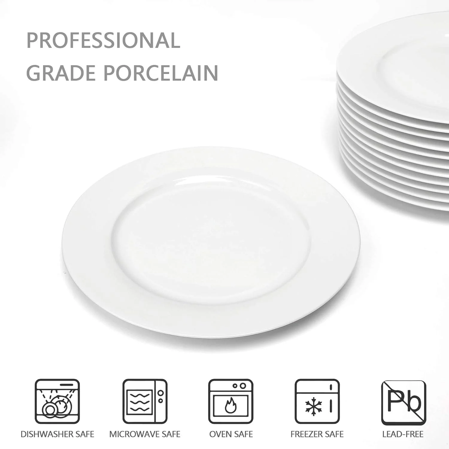 amhomel ست 12 عددی بشقاب غذاخوری سرامیکی سفید، بشقاب گرد دسر یا سالاد، ظروف سرو، ست ظروف غذاخوری، مقاوم در برابر خراش، بدون سرب، قابل استفاده در مایکروویو، فر و ماشین ظرفشویی (10.5 اینچ) amhomel ست 12 عددی بشقاب غذاخوری سرامیکی سفید، بشقاب گرد دسر یا سالاد، ظروف سرو، ست ظروف غذاخوری، مقاوم در برابر خراش، بدون سرب، قابل استفاده در مایکروویو، فر و ماشین ظرفشویی (10.5 اینچ)