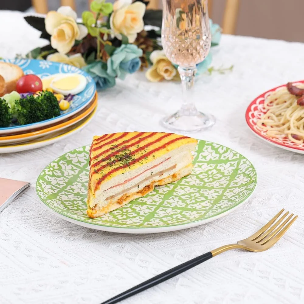 بشقاب های شام خوری AHX - بشقاب دسر چینی - ست 6 تایی بشقاب سالاد چند رنگ | میوه | پیش غذا | صبحانه - 8 اینچ بشقاب های شام خوری AHX - بشقاب دسر چینی - ست 6 تایی بشقاب سالاد چند رنگ | میوه | پیش غذا | صبحانه - 8 اینچ