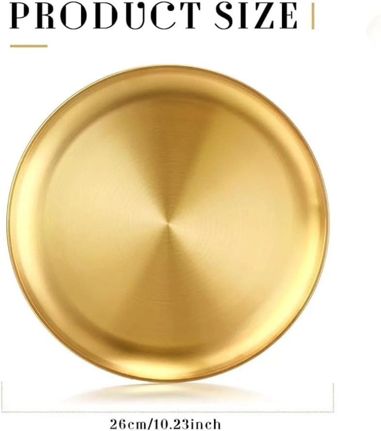 بسته 2 عددی بشقاب سالاد استیل طلایی AMERTEER - بشقاب های استیل طلایی 10 اینچی، بشقاب های گرد فلزی غذاخوری، ظروف غذاخوری طلایی قابل استفاده مجدد برای سرو، بشقاب فلزی، بشقاب تنقلات، بشقاب کمپینگ، بشقاب آجیل بسته 2 عددی بشقاب سالاد استیل طلایی AMERTEER - بشقاب های استیل طلایی 10 اینچی، بشقاب های گرد فلزی غذاخوری، ظروف غذاخوری طلایی قابل استفاده مجدد برای سرو، بشقاب فلزی، بشقاب تنقلات، بشقاب کمپینگ، بشقاب آجیل