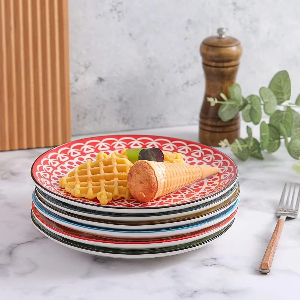 بشقاب های شام خوری AHX - بشقاب دسر چینی - ست 6 تایی بشقاب سالاد چند رنگ | میوه | پیش غذا | صبحانه - 8 اینچ بشقاب های شام خوری AHX - بشقاب دسر چینی - ست 6 تایی بشقاب سالاد چند رنگ | میوه | پیش غذا | صبحانه - 8 اینچ