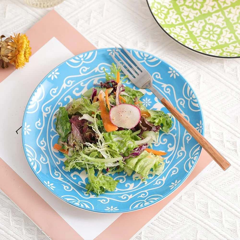 بشقاب های شام خوری AHX - بشقاب دسر چینی - ست 6 تایی بشقاب سالاد چند رنگ | میوه | پیش غذا | صبحانه - 8 اینچ بشقاب های شام خوری AHX - بشقاب دسر چینی - ست 6 تایی بشقاب سالاد چند رنگ | میوه | پیش غذا | صبحانه - 8 اینچ