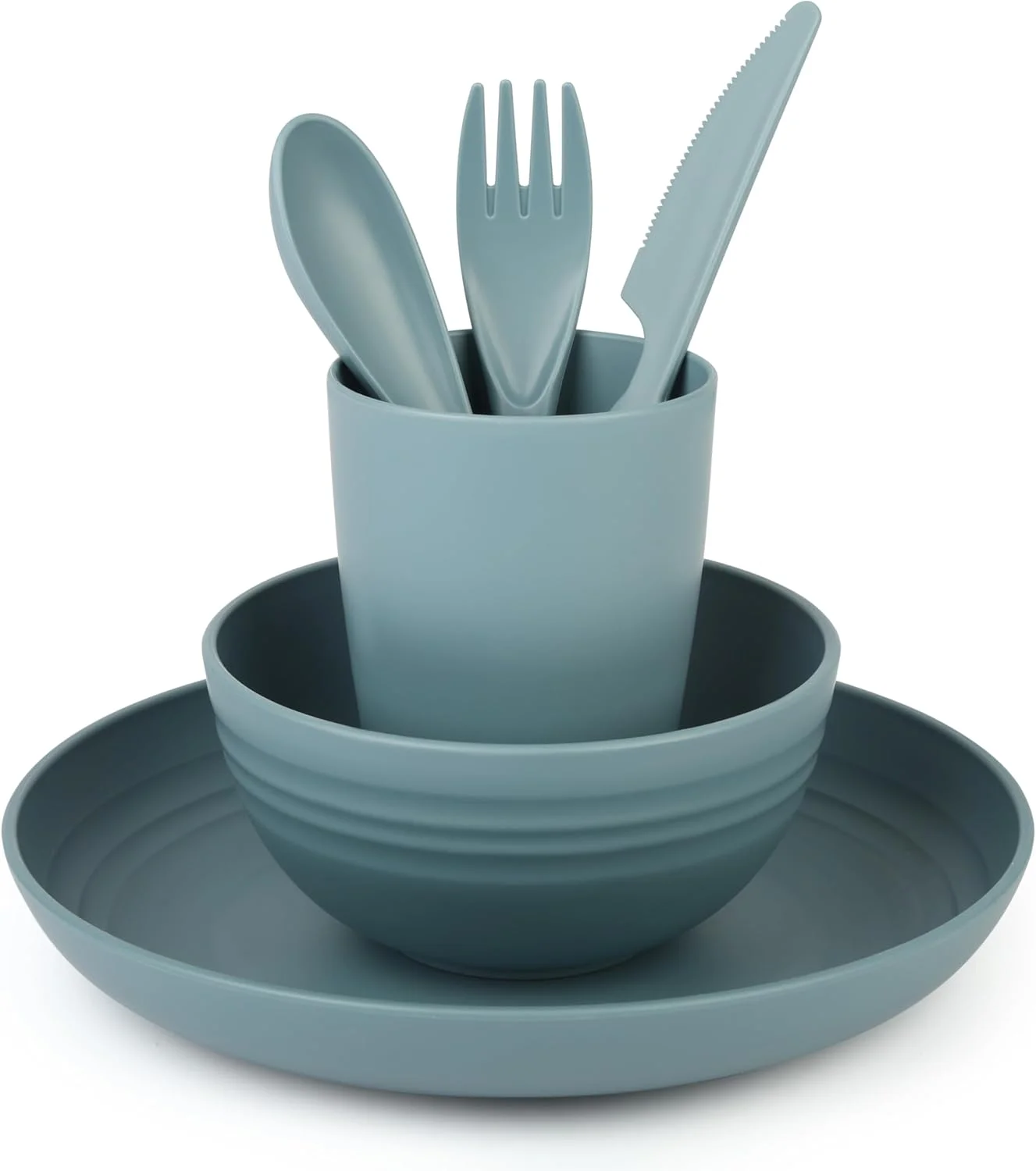 ست ظروف غذاخوری 4 تکه پلاستیکی سرمه ای Belle Vous - شامل بشقاب، کاسه، فنجان و کارد و چنگال - ظروف نشکن و قابل استفاده مجدد برای کمپینگ، پیک نیک و شام - سرویس قابل استفاده در مایکروویو و ماشین ظرفشویی ست ظروف غذاخوری 4 تکه پلاستیکی سرمه ای Belle Vous - شامل بشقاب، کاسه، فنجان و کارد و چنگال - ظروف نشکن و قابل استفاده مجدد برای کمپینگ، پیک نیک و شام - سرویس قابل استفاده در مایکروویو و ماشین ظرفشویی