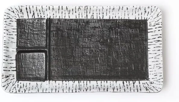 سینی سرو سوشی مستطیلی سرامیکی مشکی قابل استفاده مجدد Bafnsiji، بشقاب سوشی به سبک ژاپنی با ظروف سس، بشقاب های شام سرامیکی، دیس سرو، ظروف غذاخوری آشپزخانه ظروف سرو چینی، B