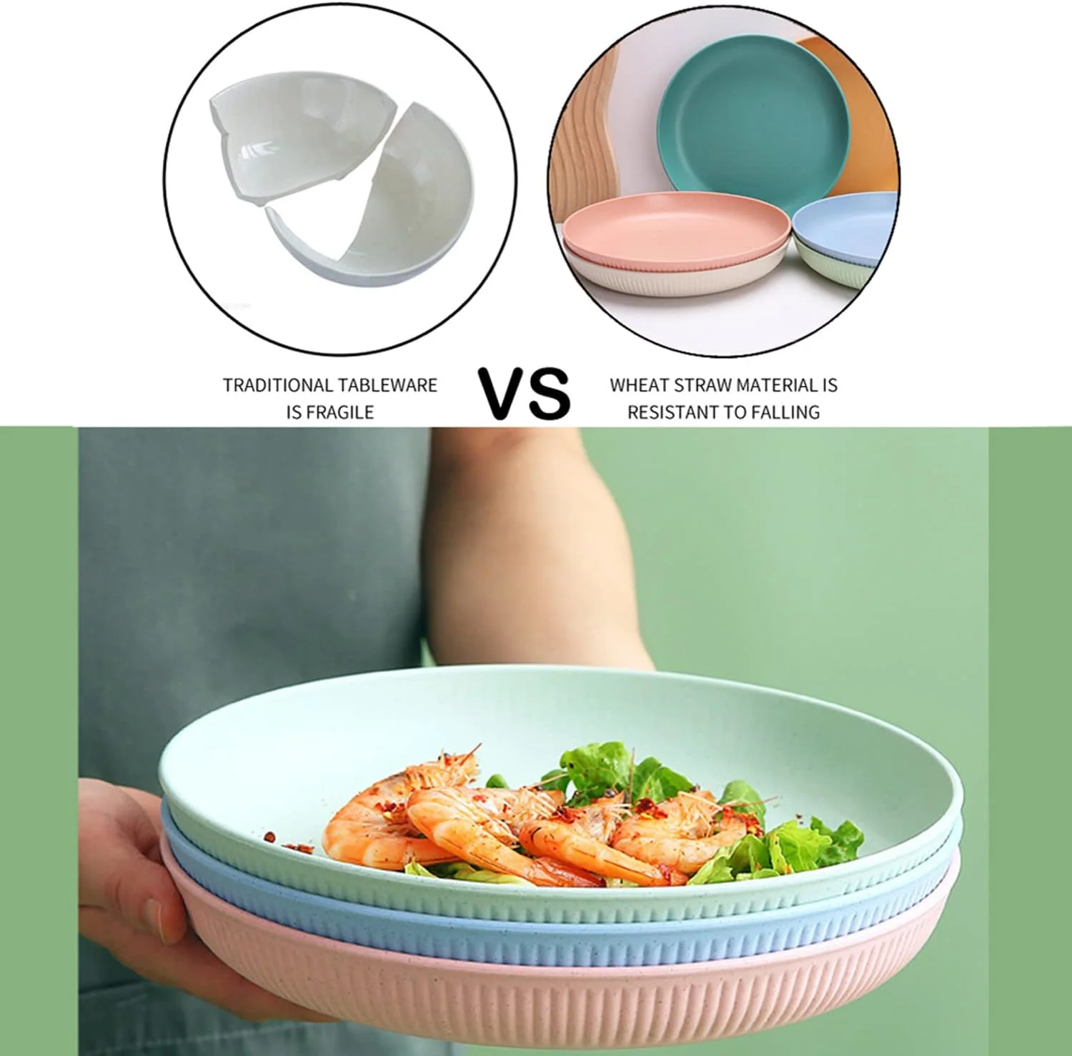 بسته 6 عددی بشقاب های 9 اینچی سبک وزن از جنس کاه گندم آیویکو، ست بشقاب های نشکن و گود، بشقاب های پلاستیکی قابل استفاده مجدد، ست ظروف غذاخوری رنگارنگ، قابل استفاده در مایکروویو و ماشین ظرفشویی، فاقد BPA و سالم بسته 6 عددی بشقاب های 9 اینچی سبک وزن از جنس کاه گندم آیویکو، ست بشقاب های نشکن و گود، بشقاب های پلاستیکی قابل استفاده مجدد، ست ظروف غذاخوری رنگارنگ، قابل استفاده در مایکروویو و ماشین ظرفشویی، فاقد BPA و سالم