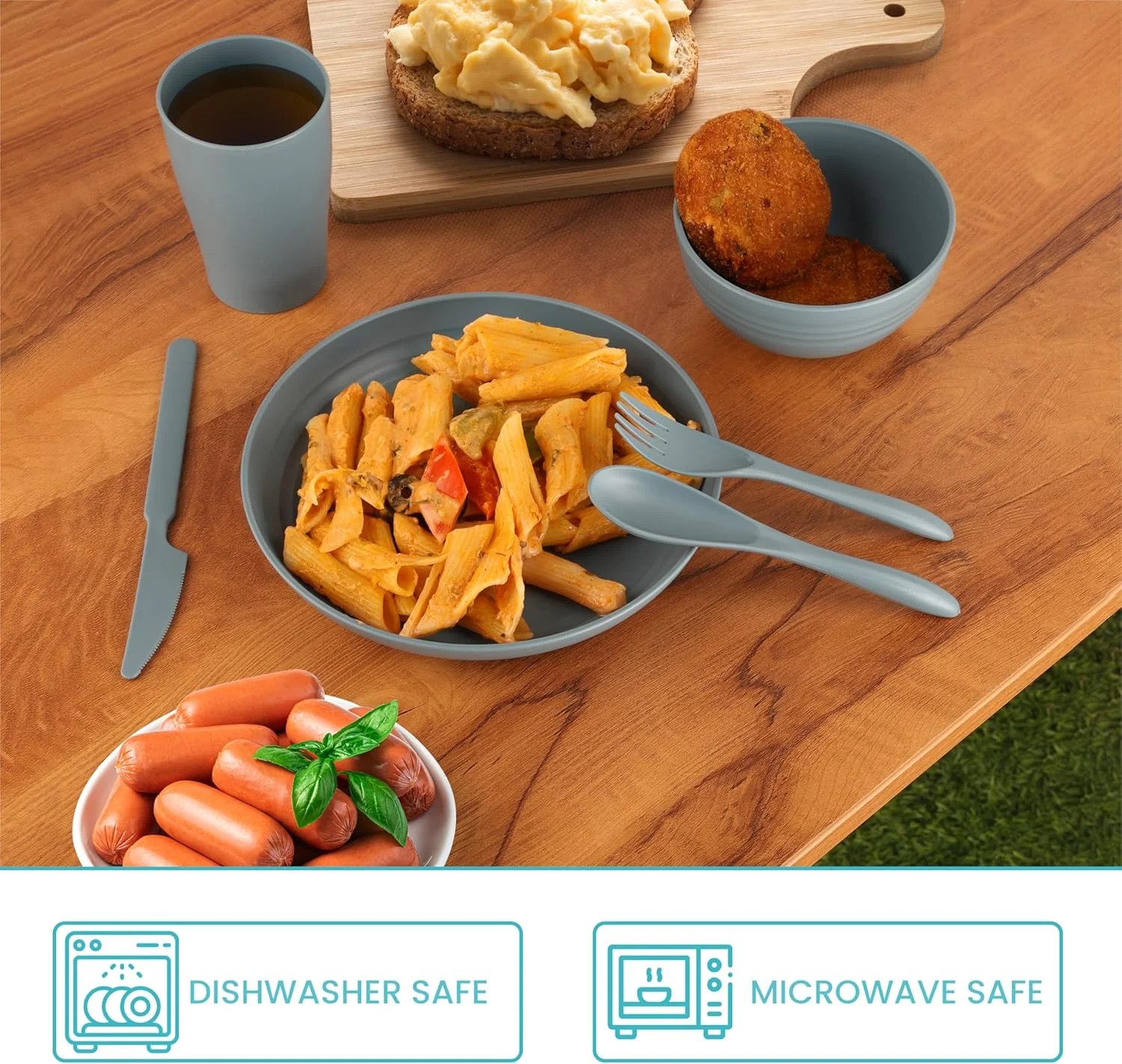 ست ظروف غذاخوری 4 تکه پلاستیکی سرمه ای Belle Vous - شامل بشقاب، کاسه، فنجان و کارد و چنگال - ظروف نشکن و قابل استفاده مجدد برای کمپینگ، پیک نیک و شام - سرویس قابل استفاده در مایکروویو و ماشین ظرفشویی ست ظروف غذاخوری 4 تکه پلاستیکی سرمه ای Belle Vous - شامل بشقاب، کاسه، فنجان و کارد و چنگال - ظروف نشکن و قابل استفاده مجدد برای کمپینگ، پیک نیک و شام - سرویس قابل استفاده در مایکروویو و ماشین ظرفشویی