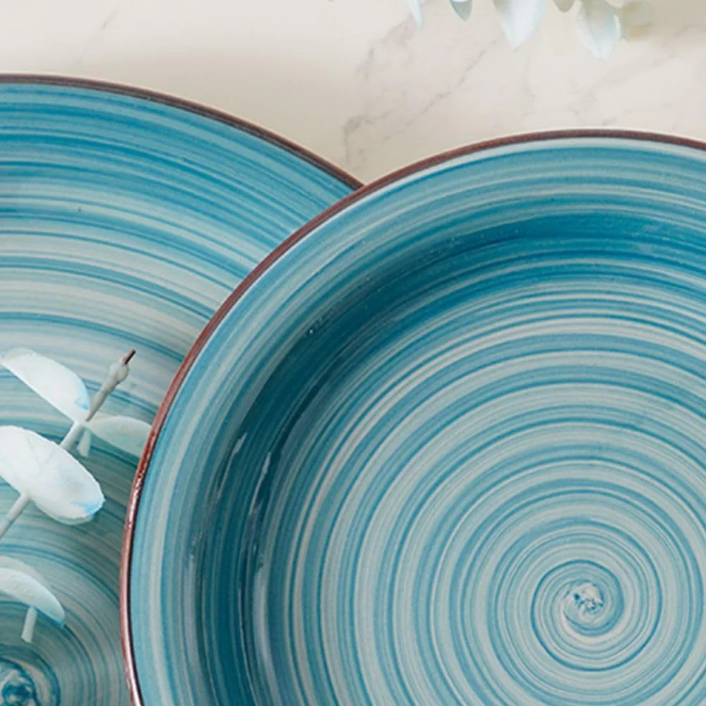 سرویس غذاخوری 16 پارچه سنگی آپولو با طراحی دستی - ظروف غذاخوری هنری و بادوام شامل بشقاب، کاسه و لیوان، مناسب برای وعده های غذایی خانوادگی، مهمانی ها، رستوران ها و استفاده روزمره