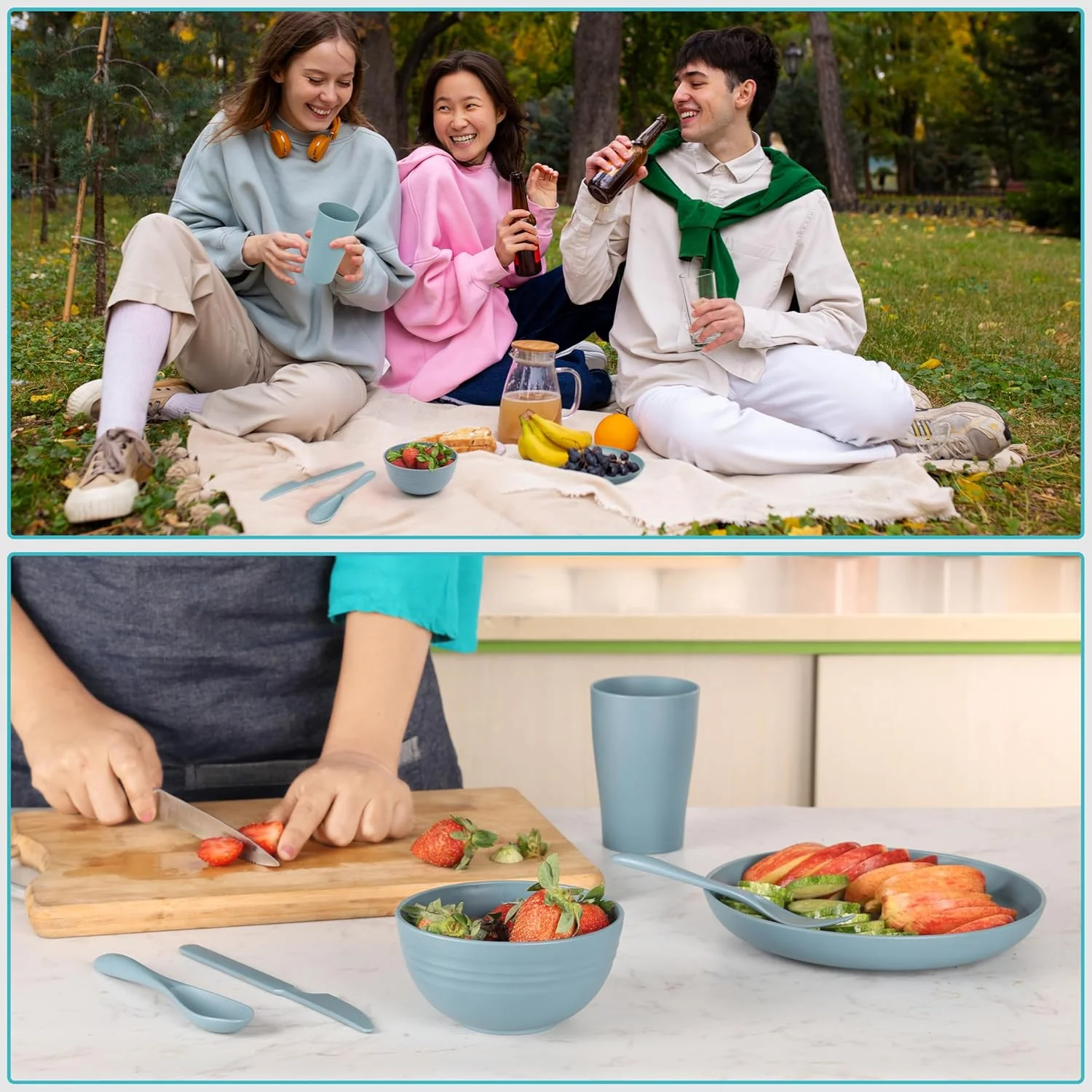 ست ظروف غذاخوری 4 تکه پلاستیکی سرمه ای Belle Vous - شامل بشقاب، کاسه، فنجان و کارد و چنگال - ظروف نشکن و قابل استفاده مجدد برای کمپینگ، پیک نیک و شام - سرویس قابل استفاده در مایکروویو و ماشین ظرفشویی ست ظروف غذاخوری 4 تکه پلاستیکی سرمه ای Belle Vous - شامل بشقاب، کاسه، فنجان و کارد و چنگال - ظروف نشکن و قابل استفاده مجدد برای کمپینگ، پیک نیک و شام - سرویس قابل استفاده در مایکروویو و ماشین ظرفشویی