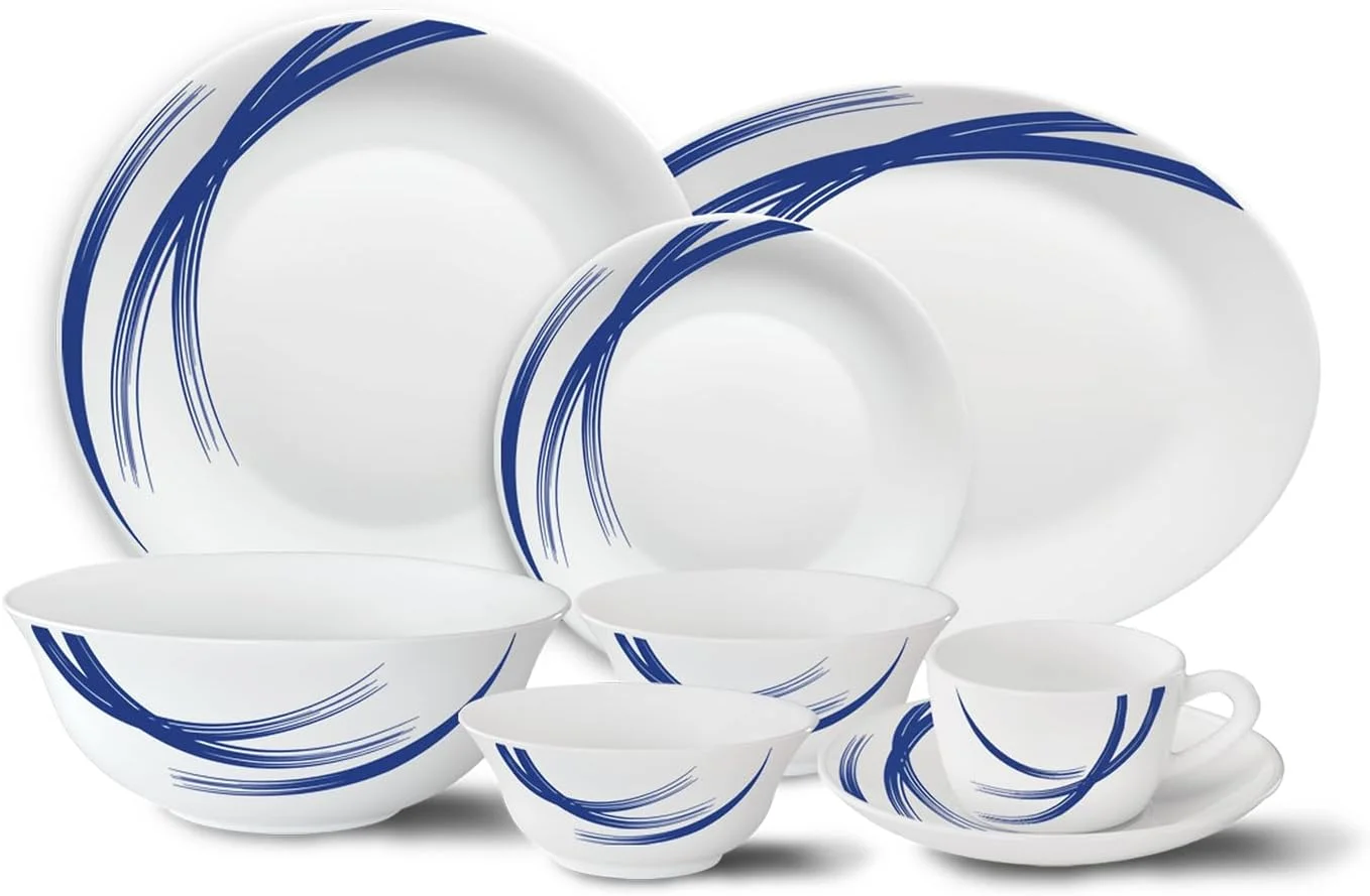 سرویس غذاخوری ۳۸ پارچه راه راه Borosil Larah، آبی سرویس غذاخوری ۳۸ پارچه راه راه Borosil Larah، آبی