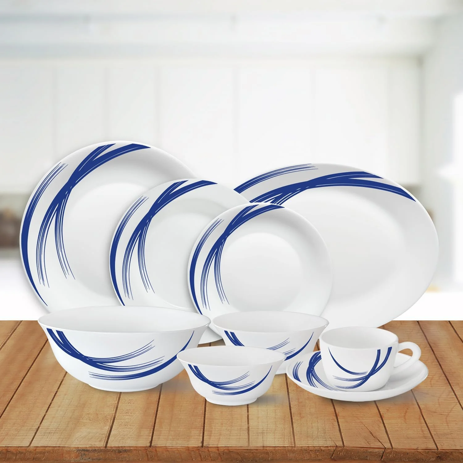 سرویس غذاخوری ۳۸ پارچه راه راه Borosil Larah، آبی سرویس غذاخوری ۳۸ پارچه راه راه Borosil Larah، آبی