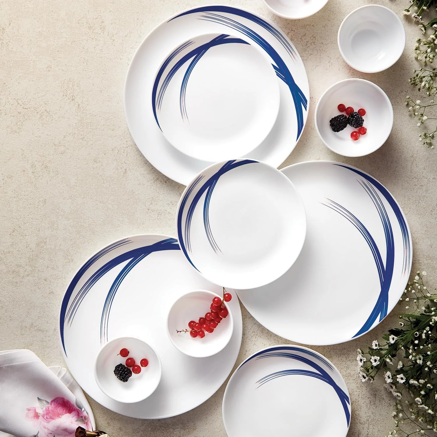 سرویس غذاخوری ۳۸ پارچه راه راه Borosil Larah، آبی سرویس غذاخوری ۳۸ پارچه راه راه Borosil Larah، آبی