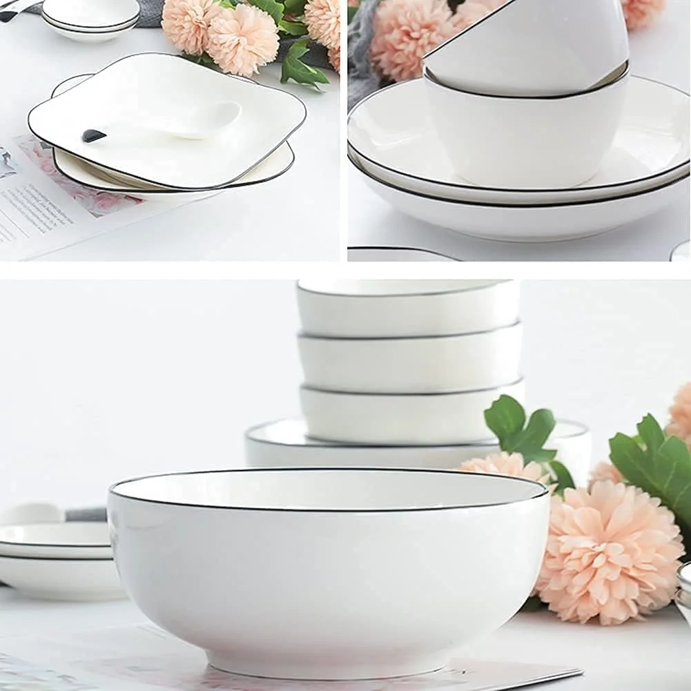 سرویس غذاخوری سرامیکی 56 پارچه، ظروف چینی استخوانی، بشقاب و ظروف سرامیکی، سرویس غذاخوری ترکیبی، سرویس چینی برای 10 نفر، سرویس ظروف مشکی Penh، 56 پارچه سرویس غذاخوری سرامیکی 56 پارچه، ظروف چینی استخوانی، بشقاب و ظروف سرامیکی، سرویس غذاخوری ترکیبی، سرویس چینی برای 10 نفر، سرویس ظروف مشکی Penh، 56 پارچه