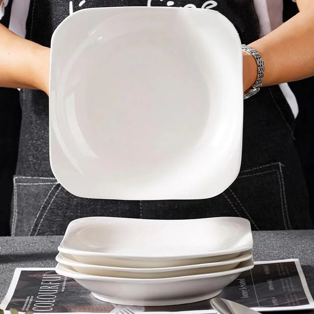 ست ظروف غذاخوری سرامیکی، ست 6 عددی کاسه پاستا سفید ساده، کاسه های بزرگ سالاد، ست کاسه های سرو پیش غذا مدرن قابل چیدن، کاسه های سس خوری با قابلیت تمیز کردن آسان (مربع 7.5 اینچی) ست ظروف غذاخوری سرامیکی، ست 6 عددی کاسه پاستا سفید ساده، کاسه های بزرگ سالاد، ست کاسه های سرو پیش غذا مدرن قابل چیدن، کاسه های سس خوری با قابلیت تمیز کردن آسان (مربع 7.5 اینچی)