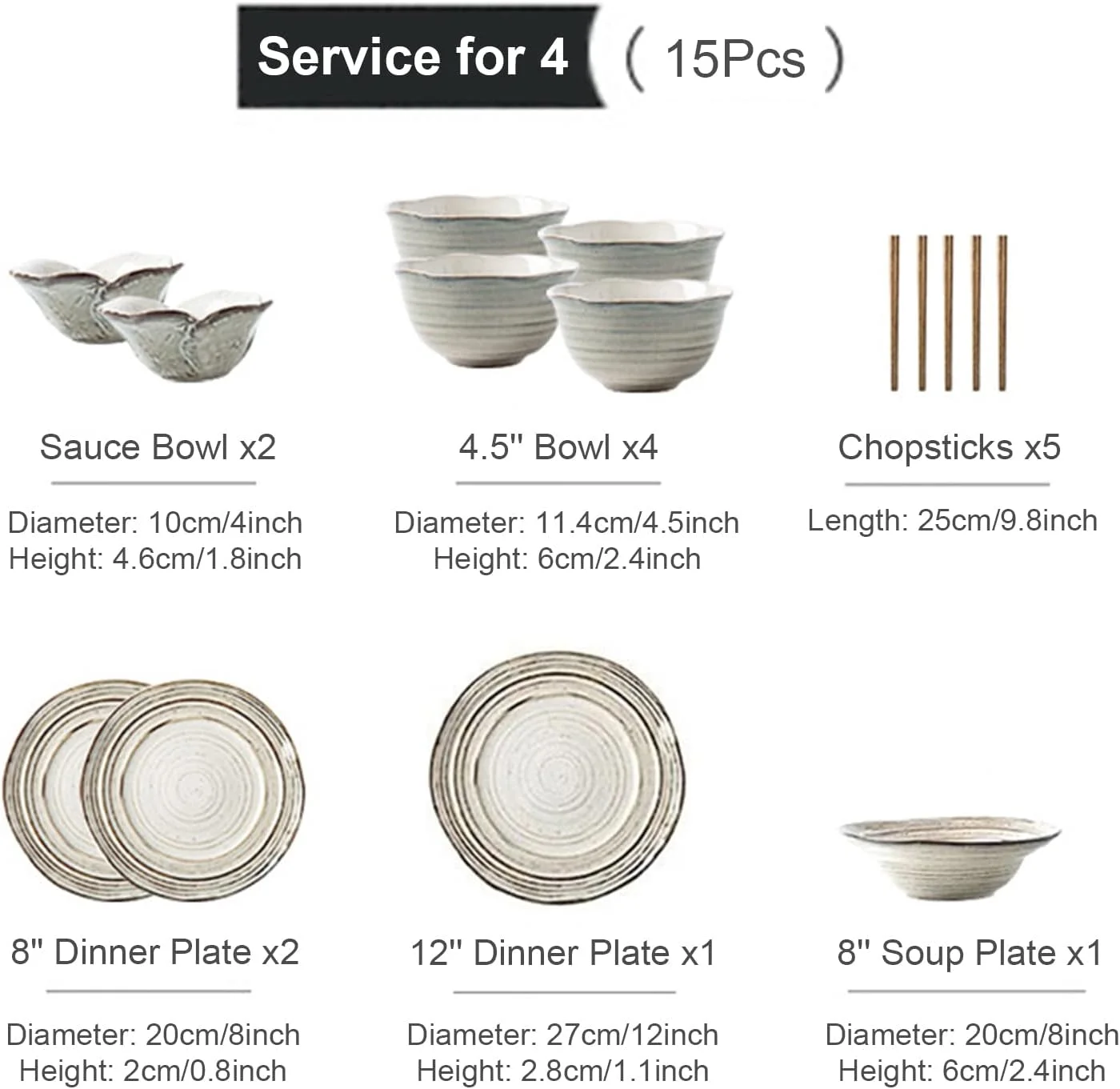 سرویس ظروف غذاخوری سرامیکی، مناسب برای 4 نفر، مجموعه 15 تکه ظروف غذاخوری سنگی، مجموعه ظروف چینی، مجموعه بشقاب و کاسه برای 4 نفر سرویس ظروف غذاخوری سرامیکی، مناسب برای 4 نفر، مجموعه 15 تکه ظروف غذاخوری سنگی، مجموعه ظروف چینی، مجموعه بشقاب و کاسه برای 4 نفر