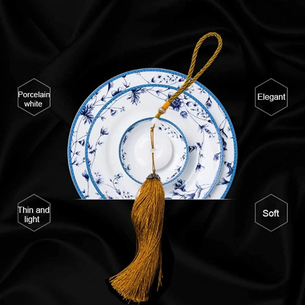 ست ظروف غذاخوری سرامیکی 48 پارچه شامل کاسه/قابلمه/بشقاب/قاشق | ست ظروف چینی استخوانی با طرح آبی و سفید، ست ترکیبی ظروف چینی ست ظروف غذاخوری سرامیکی 48 پارچه شامل کاسه/قابلمه/بشقاب/قاشق | ست ظروف چینی استخوانی با طرح آبی و سفید، ست ترکیبی ظروف چینی