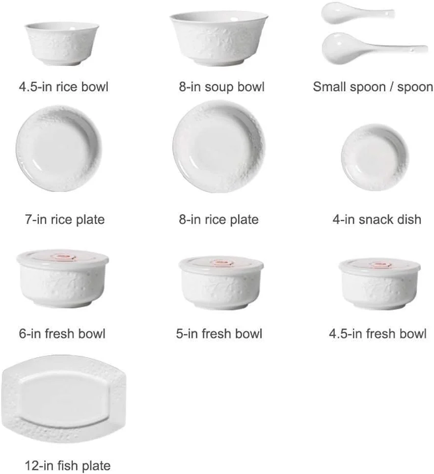 سرویس ظروف غذاخوری سرامیکی، کاسه/بشقاب/پلیت | ست ۴۴ پارچه ظروف غذاخوری با طرح برجسته سفید - مناسب مهمانی های خانوادگی و رستوران سرویس ظروف غذاخوری سرامیکی، کاسه/بشقاب/پلیت | ست ۴۴ پارچه ظروف غذاخوری با طرح برجسته سفید - مناسب مهمانی های خانوادگی و رستوران