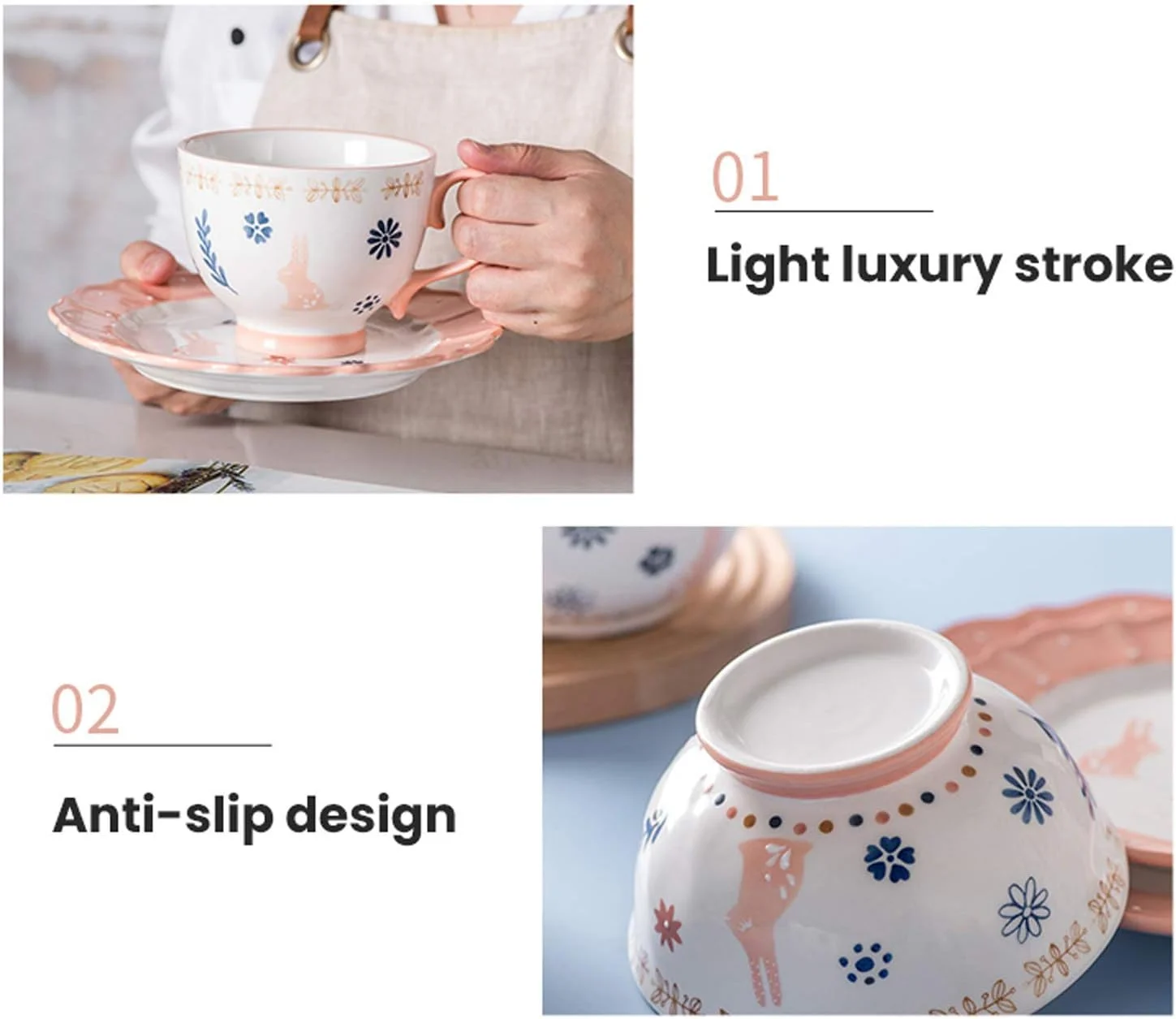 ست ظروف غذاخوری سرامیکی، ست 33 پارچه ظروف غذاخوری چینی با طرح خرگوش، فنجان قهوه، کاسه غلات و استیک ست ظروف غذاخوری سرامیکی، ست 33 پارچه ظروف غذاخوری چینی با طرح خرگوش، فنجان قهوه، کاسه غلات و استیک