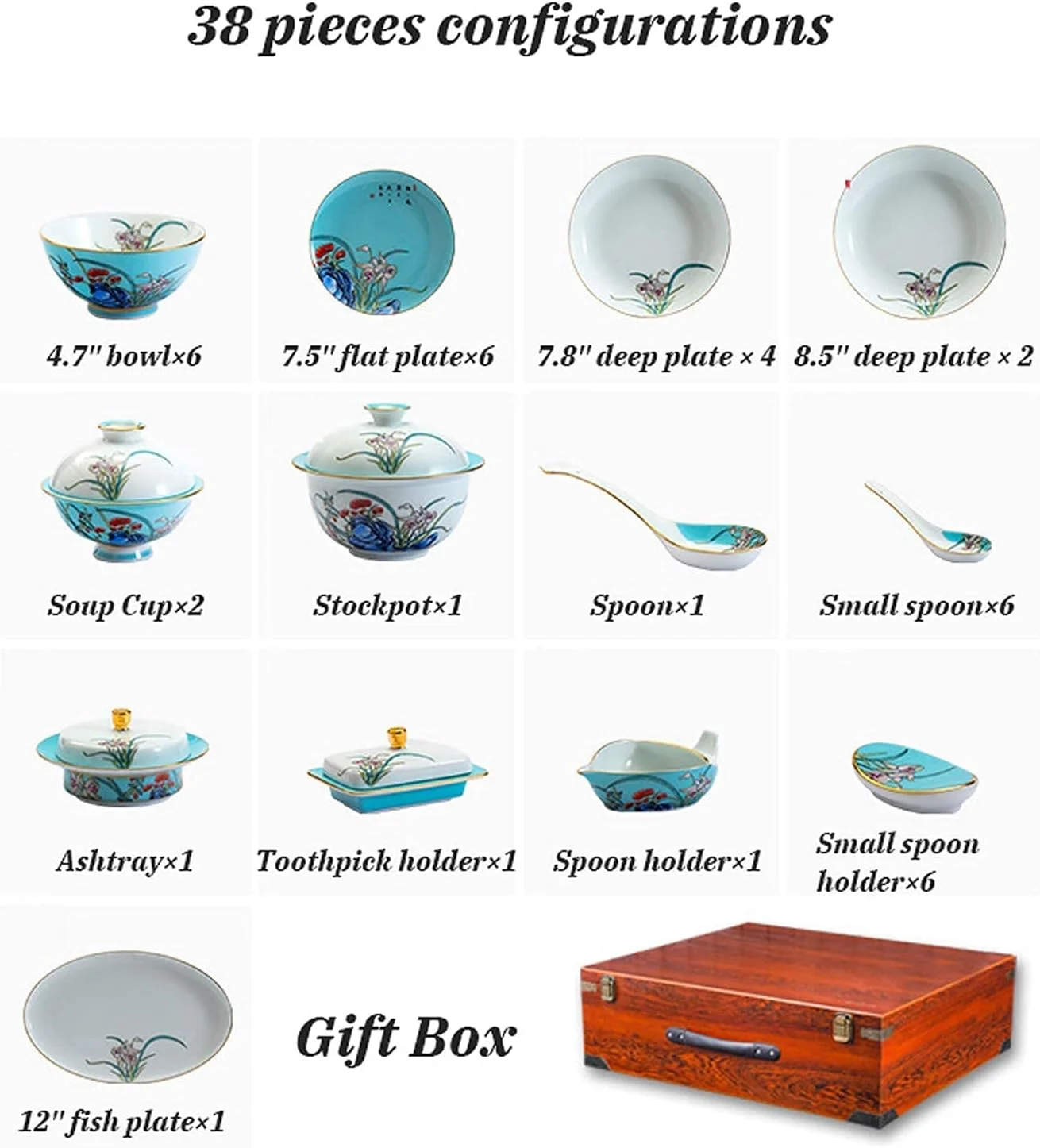 سرویس غذاخوری سرامیکی، 38 پارچه برجسته دست ساز طلایی چینی استخوانی | بشقاب استیک چینی و کاسه غلات برای هدایای عروسی سرویس غذاخوری سرامیکی، 38 پارچه برجسته دست ساز طلایی چینی استخوانی | بشقاب استیک چینی و کاسه غلات برای هدایای عروسی