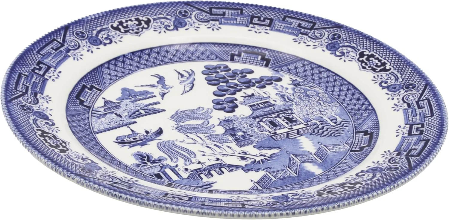 بشقاب شام خوری چرچیل طرح BLU Willow Mint، ۲۶ سانتی متر، سرامیکی، چند رنگ، ۲۶ × ۲۶ × ۱ سانتی متر