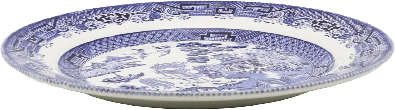 بشقاب شام خوری چرچیل طرح BLU Willow Mint، ۲۶ سانتی متر، سرامیکی، چند رنگ، ۲۶ × ۲۶ × ۱ سانتی متر