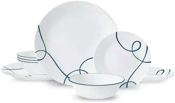 سرویس غذاخوری 12 پارچه کورل مدل Lia، مناسب برای 4 نفر، مقاوم در برابر لب پر شدن و ترک خوردگی