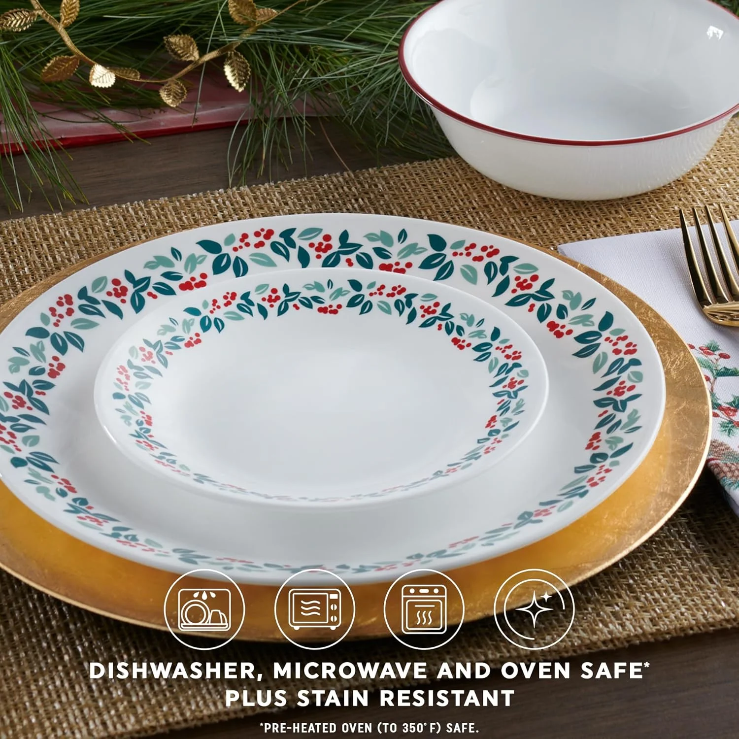 سرویس غذاخوری 18 پارچه کرِل مدل Vitrelle مناسب برای 6 نفر، طرح کریسمس، ساخته شده از شیشه سه لایه مقاوم در برابر لب پر شدن، سبک وزن، شامل بشقاب و کاسه های گرد با طرح تعطیلات، طرح Winter Berries سرویس غذاخوری 18 پارچه کرِل مدل Vitrelle مناسب برای 6 نفر، طرح کریسمس، ساخته شده از شیشه سه لایه مقاوم در برابر لب پر شدن، سبک وزن، شامل بشقاب و کاسه های گرد با طرح تعطیلات، طرح Winter Berries