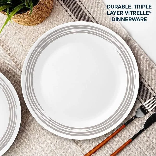 سرویس غذاخوری 16 پارچه Corelle طرح Brushed Silver، مقاوم در برابر لب پر شدن و شکستن سرویس غذاخوری 16 پارچه Corelle طرح Brushed Silver، مقاوم در برابر لب پر شدن و شکستن