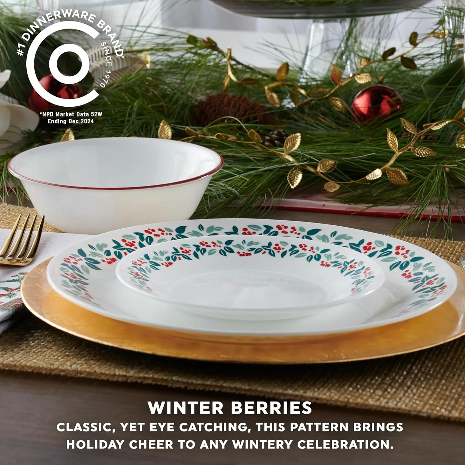 سرویس غذاخوری 18 پارچه کرِل مدل Vitrelle مناسب برای 6 نفر، طرح کریسمس، ساخته شده از شیشه سه لایه مقاوم در برابر لب پر شدن، سبک وزن، شامل بشقاب و کاسه های گرد با طرح تعطیلات، طرح Winter Berries سرویس غذاخوری 18 پارچه کرِل مدل Vitrelle مناسب برای 6 نفر، طرح کریسمس، ساخته شده از شیشه سه لایه مقاوم در برابر لب پر شدن، سبک وزن، شامل بشقاب و کاسه های گرد با طرح تعطیلات، طرح Winter Berries