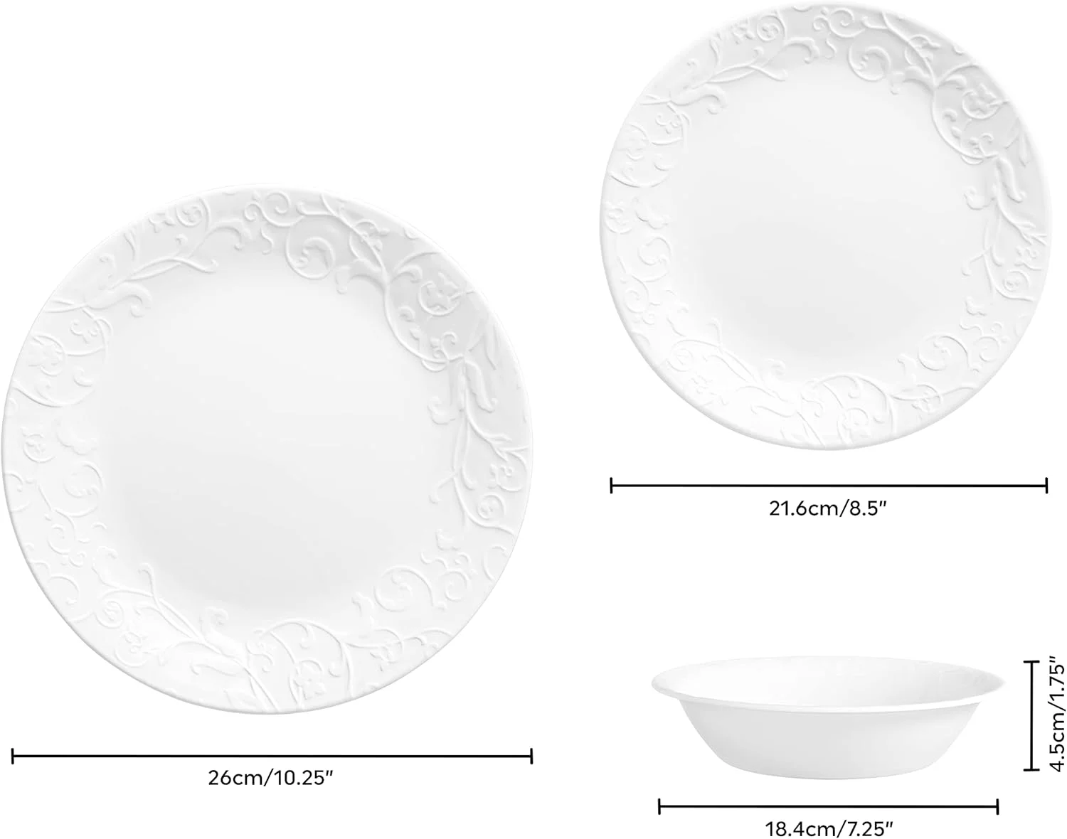 سرویس غذاخوری 12 پارچه شیشه ای کورل Vitrelle، سفید نیویورک