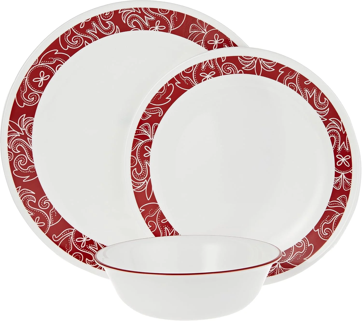 سرویس غذاخوری 18 پارچه کورل Vitrelle مدل Bandhani مقاوم در برابر لب پر شدن و شکستن، قرمز و سفید، 29.5 x 14.5 x 29 سانتی متر، 1126750 سرویس غذاخوری 18 پارچه کورل Vitrelle مدل Bandhani مقاوم در برابر لب پر شدن و شکستن، قرمز و سفید، 29.5 x 14.5 x 29 سانتی متر، 1126750