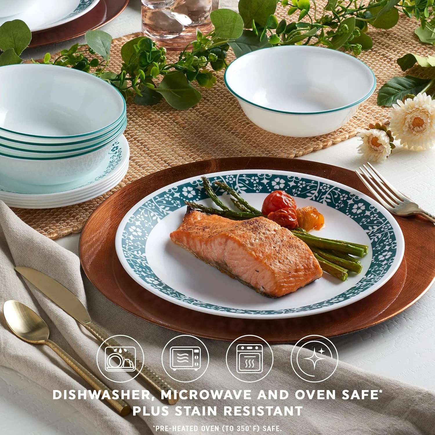 سرویس غذاخوری 18 پارچه کورل ویترله برای 6 نفر، شیشه سه لایه و مقاوم در برابر لب پر شدن، ست سبک وزن بشقاب و کاسه گرد، پنه لوپه سرویس غذاخوری 18 پارچه کورل ویترله برای 6 نفر، شیشه سه لایه و مقاوم در برابر لب پر شدن، ست سبک وزن بشقاب و کاسه گرد، پنه لوپه