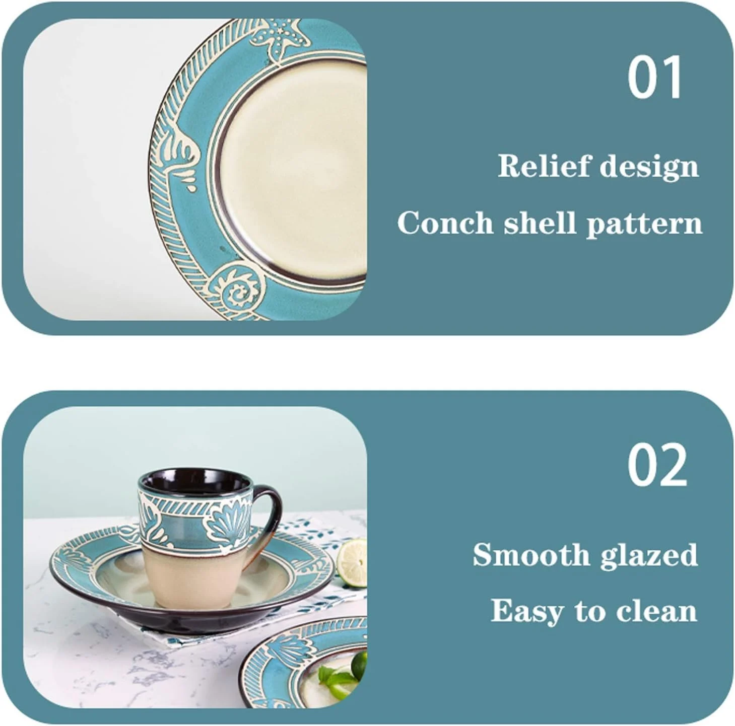 ست بشقاب شام خوری سرامیکی خلاقانه با طرح برجسته، ست ظروف غذاخوری 4 تکه از جنس ظروف چینی برای استیک، سالاد و بشقاب صبحانه ست بشقاب شام خوری سرامیکی خلاقانه با طرح برجسته، ست ظروف غذاخوری 4 تکه از جنس ظروف چینی برای استیک، سالاد و بشقاب صبحانه