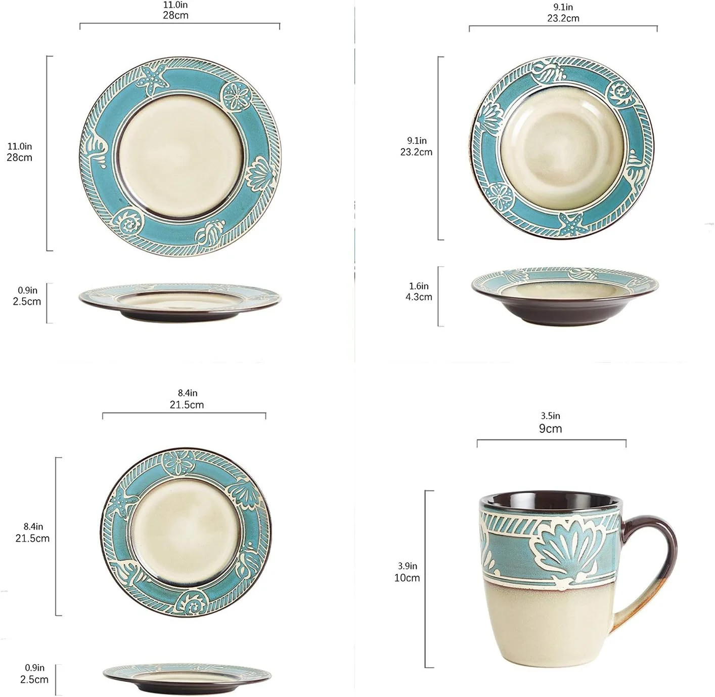 ست بشقاب شام خوری سرامیکی خلاقانه با طرح برجسته، ست ظروف غذاخوری 4 تکه از جنس ظروف چینی برای استیک، سالاد و بشقاب صبحانه ست بشقاب شام خوری سرامیکی خلاقانه با طرح برجسته، ست ظروف غذاخوری 4 تکه از جنس ظروف چینی برای استیک، سالاد و بشقاب صبحانه