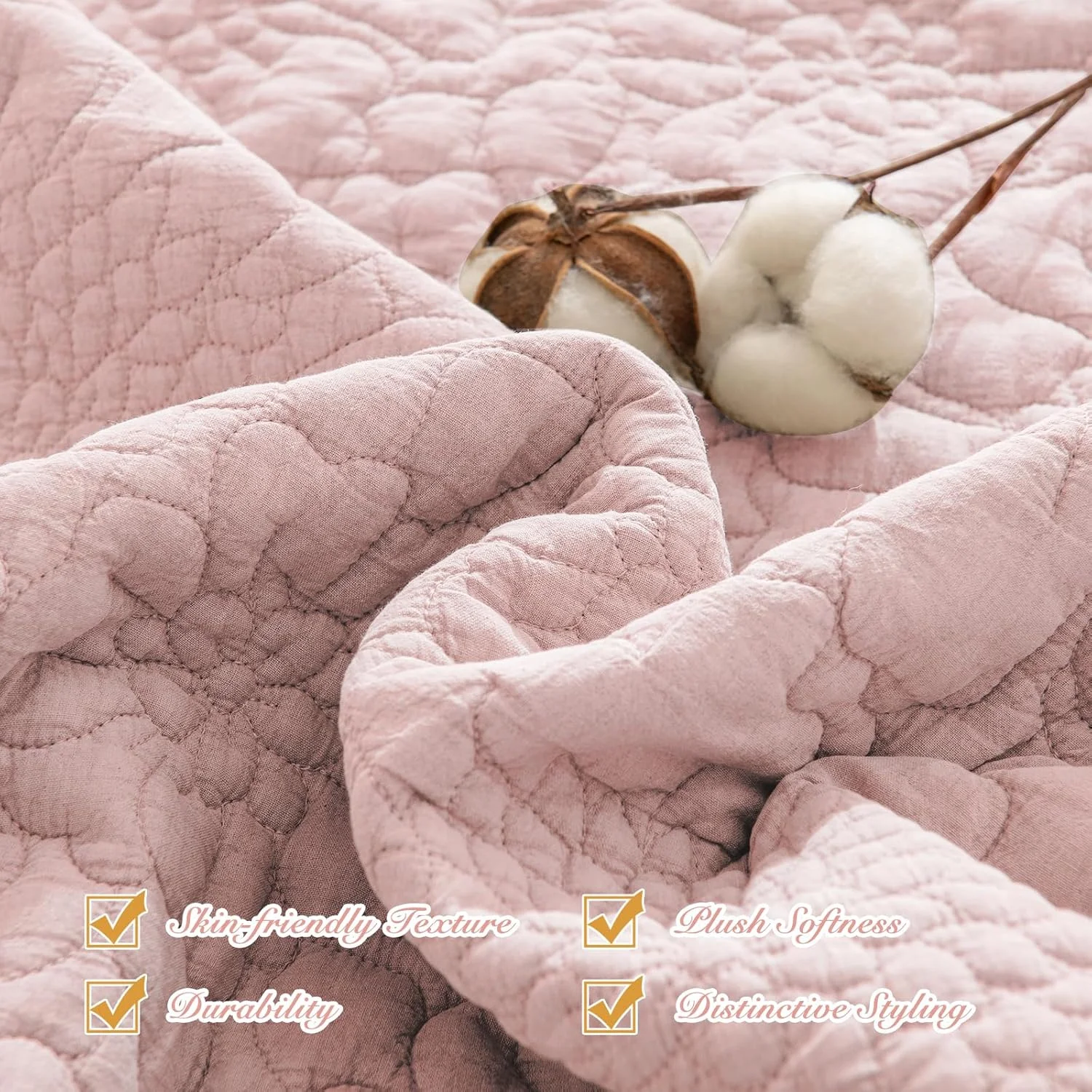 ست لحاف پنبه ای سنگ شور شده Sanracie سایز کینگ (279x248 سانتی متر)، ست روتختی چین دار صورتی روشن با طرح گلبرگ، طرح چروک، شیک و روستیک، ست روتختی لحافی 3 تکه مناسب تمام فصول ست لحاف پنبه ای سنگ شور شده Sanracie سایز کینگ (279x248 سانتی متر)، ست روتختی چین دار صورتی روشن با طرح گلبرگ، طرح چروک، شیک و روستیک، ست روتختی لحافی 3 تکه مناسب تمام فصول