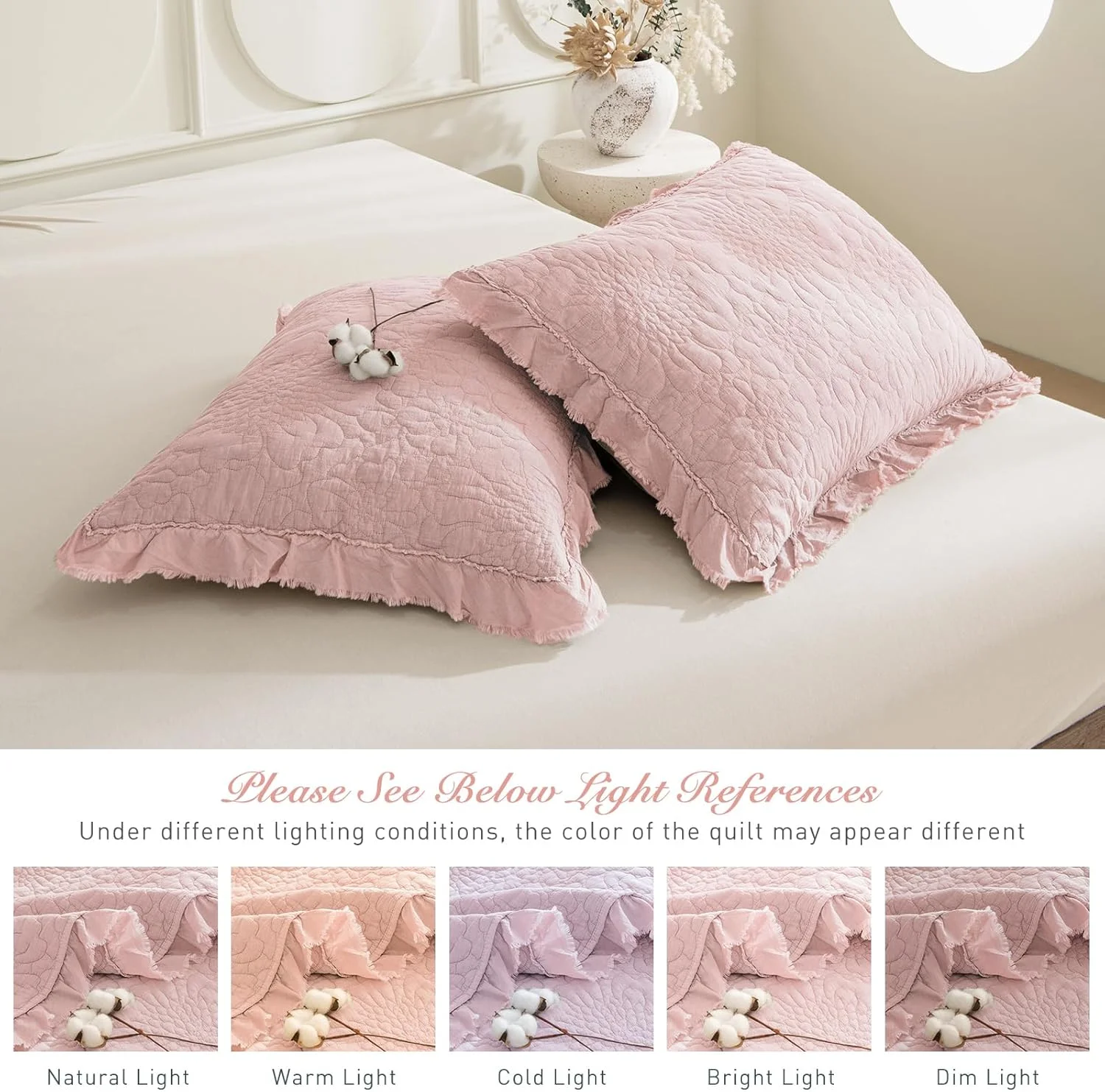 ست لحاف پنبه ای سنگ شور شده Sanracie سایز کینگ (279x248 سانتی متر)، ست روتختی چین دار صورتی روشن با طرح گلبرگ، طرح چروک، شیک و روستیک، ست روتختی لحافی 3 تکه مناسب تمام فصول ست لحاف پنبه ای سنگ شور شده Sanracie سایز کینگ (279x248 سانتی متر)، ست روتختی چین دار صورتی روشن با طرح گلبرگ، طرح چروک، شیک و روستیک، ست روتختی لحافی 3 تکه مناسب تمام فصول