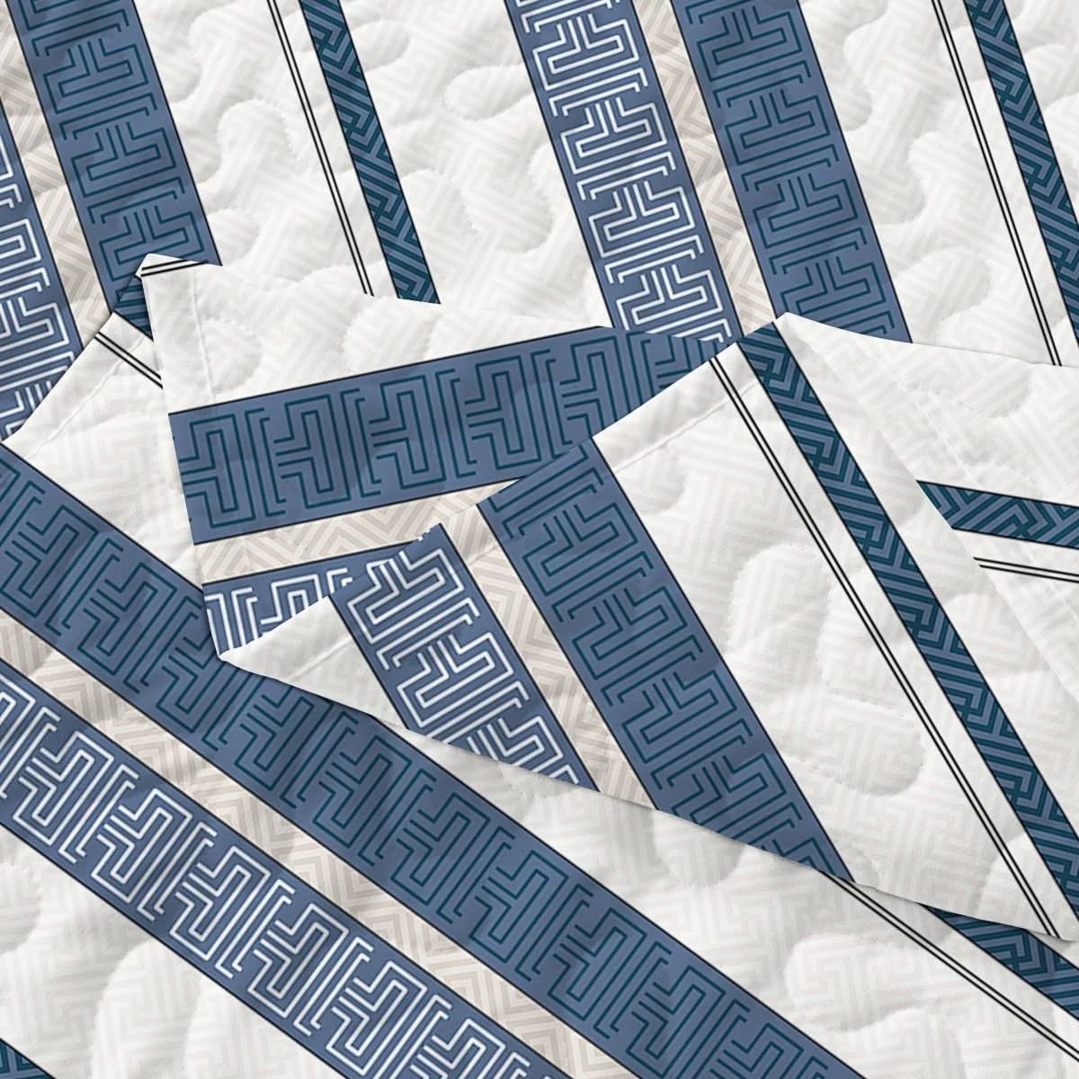 ست روتختی 3 تکه طرح راه راه بوهو SANOCAY، دو رو، نرم و سبک، مناسب تمام فصول (آبی، سایز کینگ 264x228 سانتی متر) به همراه 2 روبالشتی