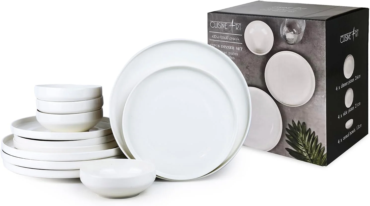 سرویس غذاخوری 12 پارچه چینی استخوانی Cuisine Art Chole مناسب برای تمام وعده های غذایی - شامل 4 بشقاب غذاخوری (قطر 26.4 سانتی متر)، 4 بشقاب پیش دستی، 4 کاسه (قطر 13.3 در ارتفاع 4.7 سانتی متر) بشقاب های سفید و زیبا برای استفاده روزمره و مناسبت های خاص سرویس غذاخوری 12 پارچه چینی استخوانی Cuisine Art Chole مناسب برای تمام وعده های غذایی - شامل 4 بشقاب غذاخوری (قطر 26.4 سانتی متر)، 4 بشقاب پیش دستی، 4 کاسه (قطر 13.3 در ارتفاع 4.7 سانتی متر) بشقاب های سفید و زیبا برای استفاده روزمره و مناسبت های خاص