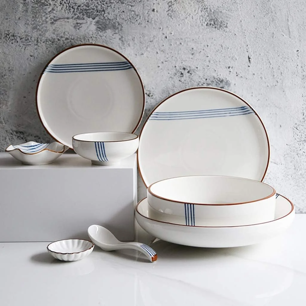 سرویس غذاخوری، سرویس غذاخوری سرامیکی، ست ترکیبی 34 تکه ظروف چینی به سبک نوردیک شامل بشقاب/کاسه/قاشق - ست ظروف غذاخوری برای هدیه خانه نویی رستوران سرویس غذاخوری، سرویس غذاخوری سرامیکی، ست ترکیبی 34 تکه ظروف چینی به سبک نوردیک شامل بشقاب/کاسه/قاشق - ست ظروف غذاخوری برای هدیه خانه نویی رستوران