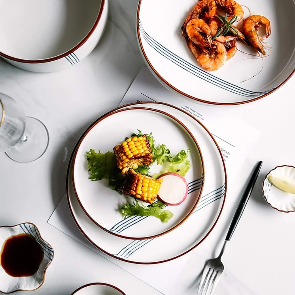 سرویس غذاخوری، سرویس غذاخوری سرامیکی، ست ترکیبی 34 تکه ظروف چینی به سبک نوردیک شامل بشقاب/کاسه/قاشق - ست ظروف غذاخوری برای هدیه خانه نویی رستوران سرویس غذاخوری، سرویس غذاخوری سرامیکی، ست ترکیبی 34 تکه ظروف چینی به سبک نوردیک شامل بشقاب/کاسه/قاشق - ست ظروف غذاخوری برای هدیه خانه نویی رستوران