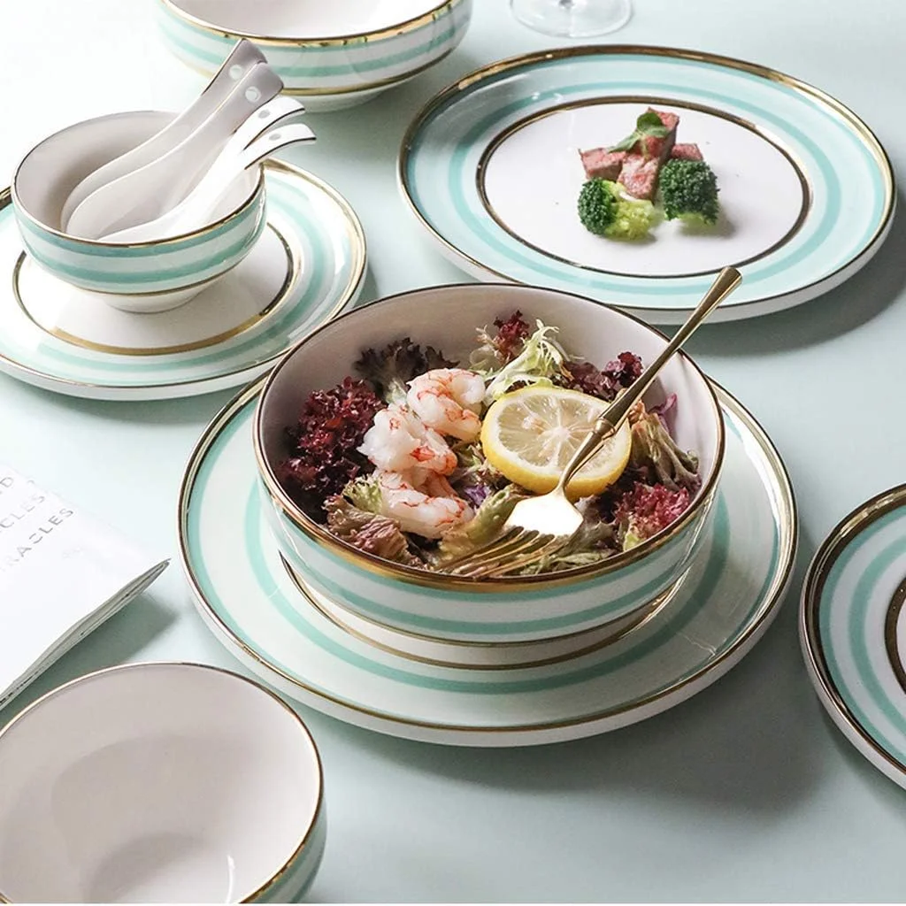 ست ظروف شام خوری سرامیکی خلاقانه 15 تکه، سبک لوکس نوردی، ست ترکیبی چینی - کاسه/بشقاب/قاشق | ظروف غذاخوری خط گرد پنوم پن ست ظروف شام خوری سرامیکی خلاقانه 15 تکه، سبک لوکس نوردی، ست ترکیبی چینی - کاسه/بشقاب/قاشق | ظروف غذاخوری خط گرد پنوم پن